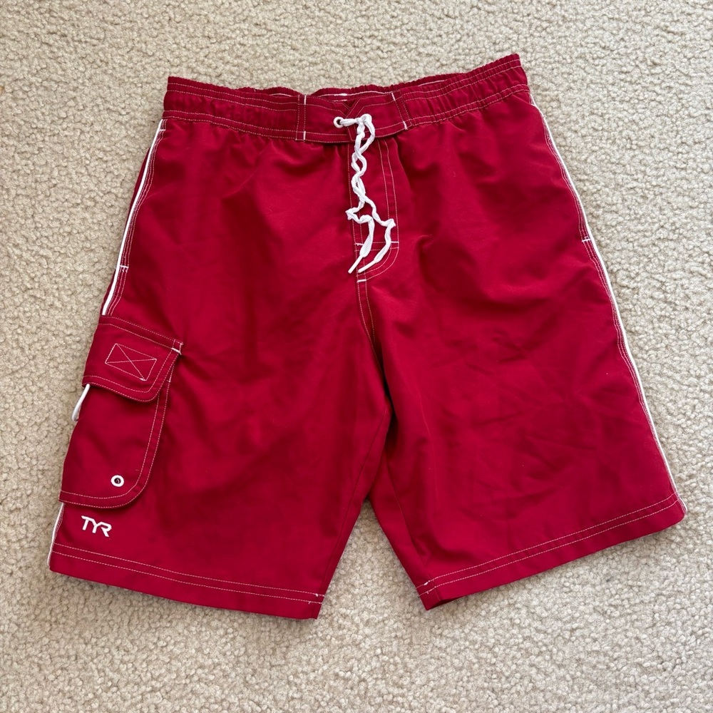 TYR Boy's Red Swim Trunks Size 12/14